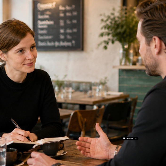 Gastronomie Beratung von Woltiri Works mit Lea Woltiri im Kundengespräch